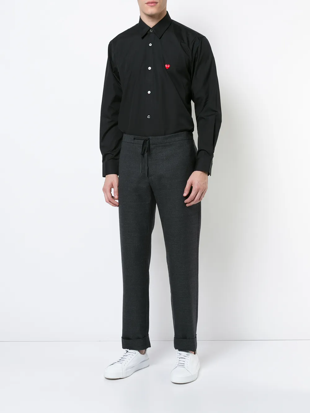 Рубашка с логотипом в виде сердца Comme Des Garçons Play, черный — фото 2
