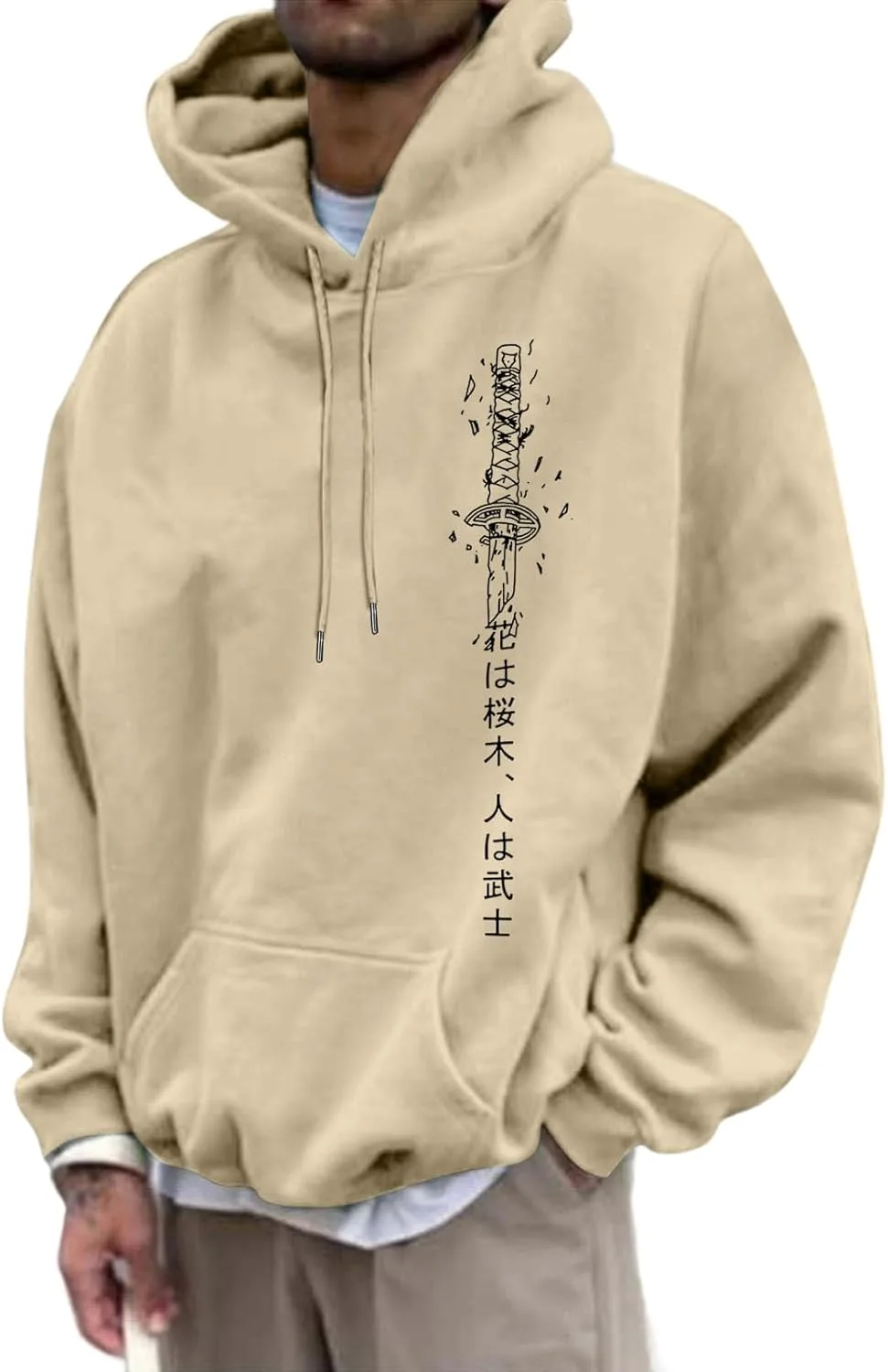 

Толстовка с капюшоном в японском стиле для мужчин с цветочным принтом