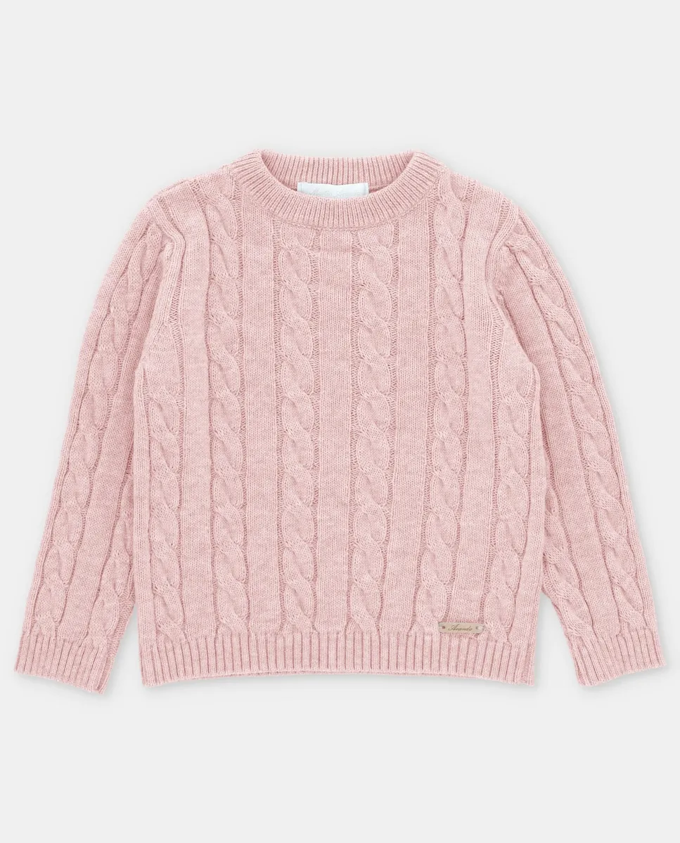 

Детский джемпер с косами розового цвета Martín Aranda