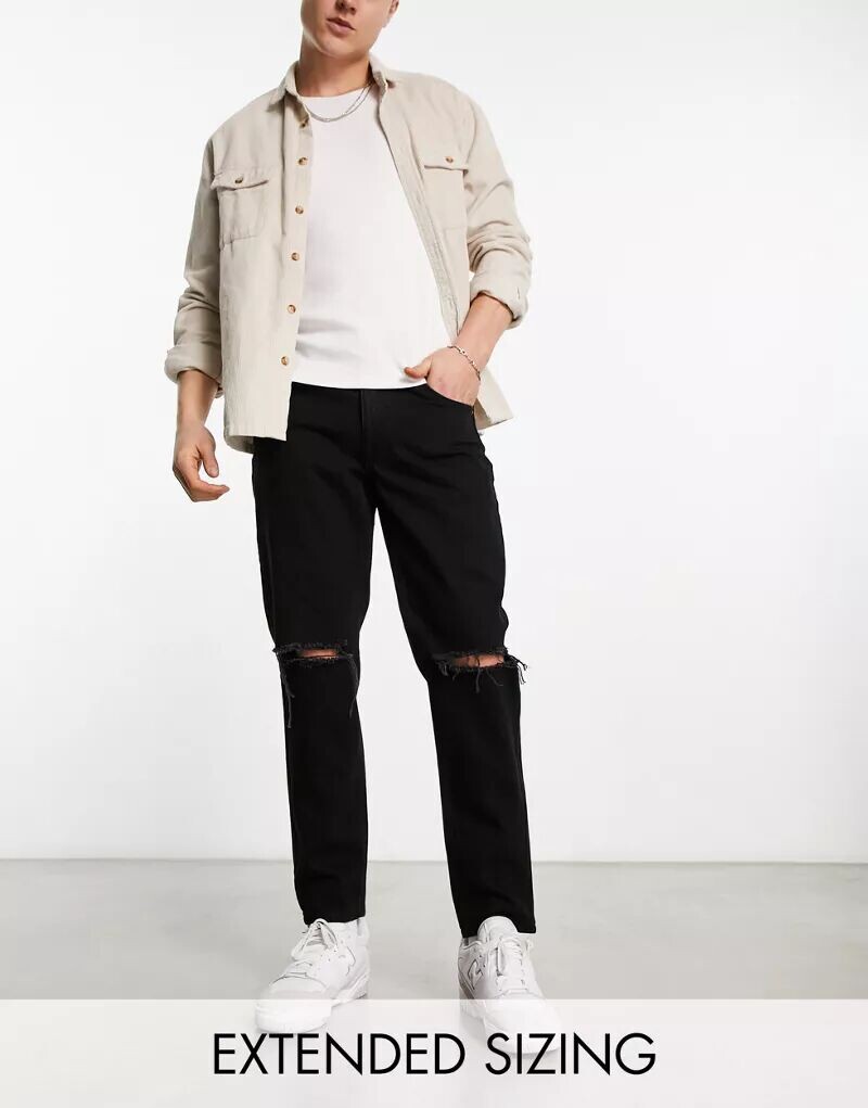 

Черные классические узкие джинсы с прорезями на коленях ASOS