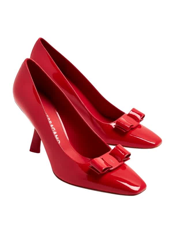 Туфли Ferragamo Vara Bow из лаковой кожи Salvatore Ferragamo, красный — фото 2