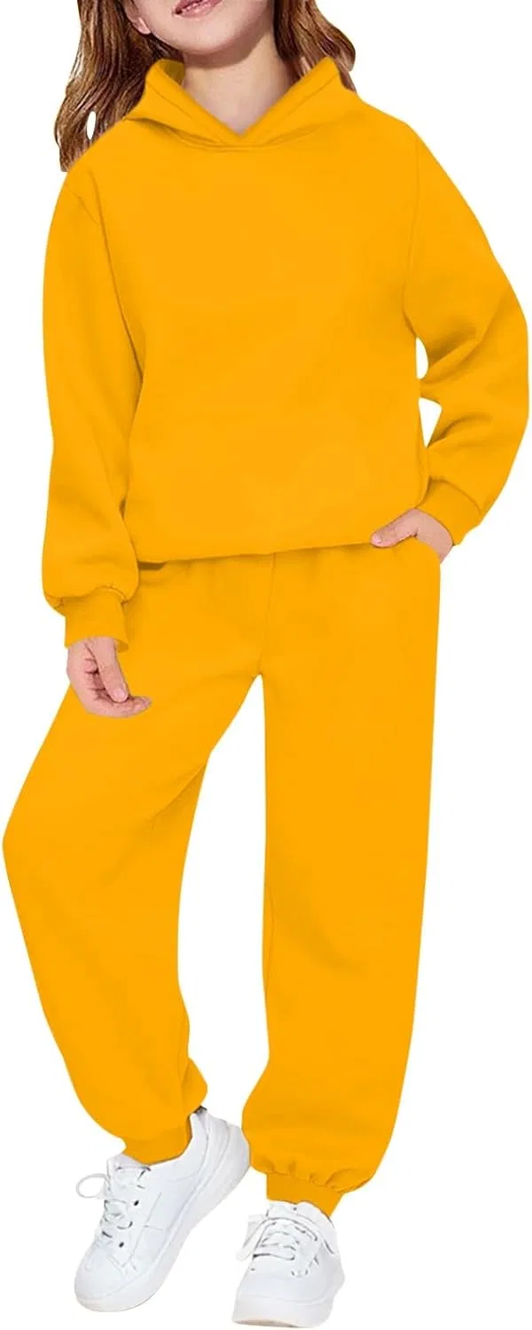 Спортивный костюм для мальчиков и девочек, 2 предмета, флис, Yellow