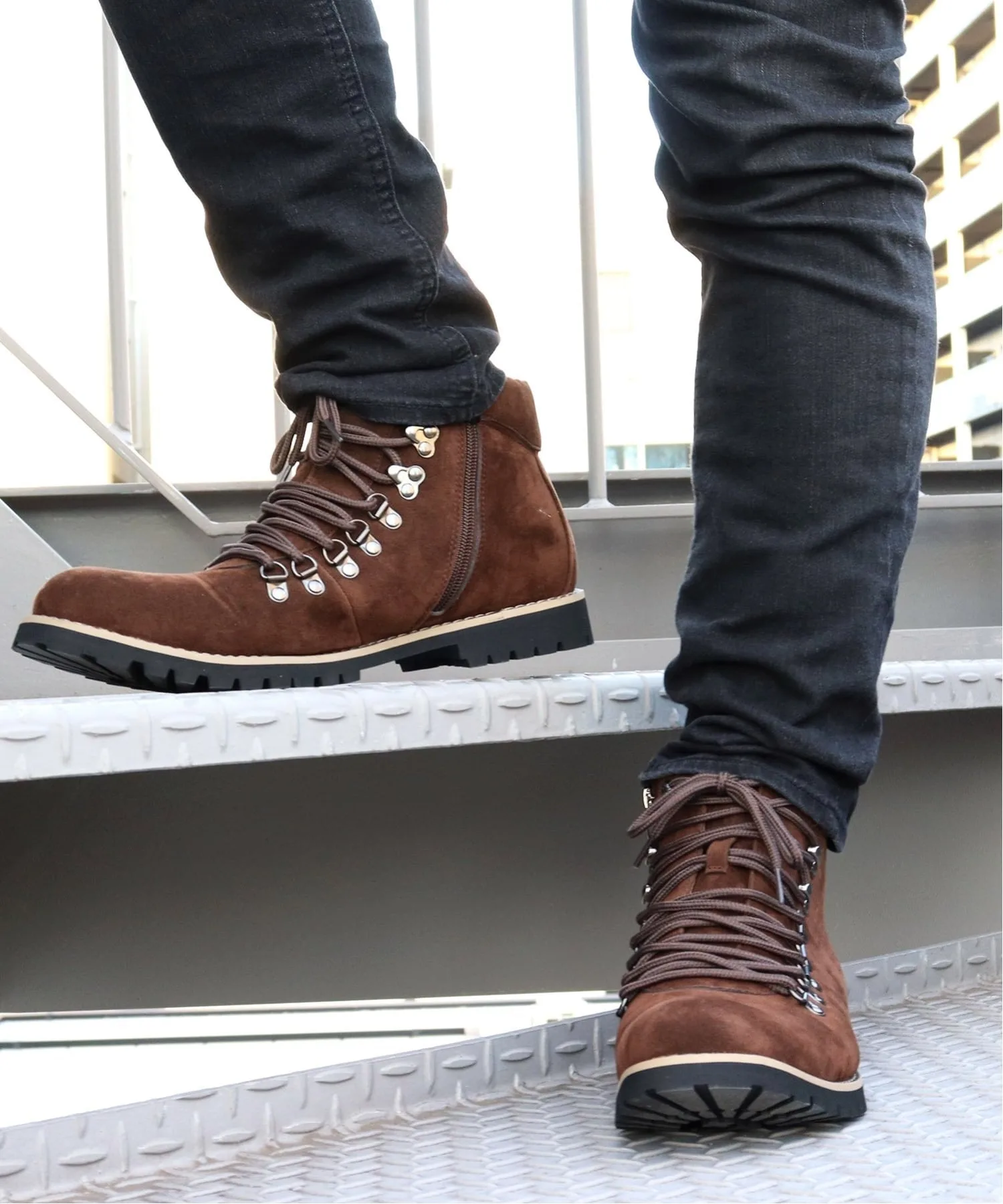Повседневные офисные высокие горные ботинки 2352 Aaa+, Dark brown suede — фото 2