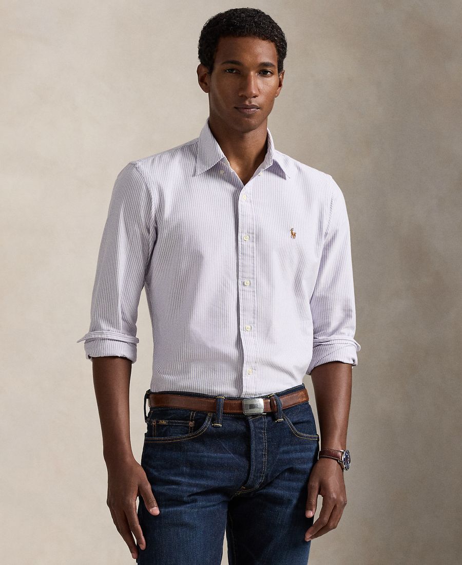 

Мужская полосатая рубашка с длинными рукавами Polo Ralph Lauren, Thistle/White