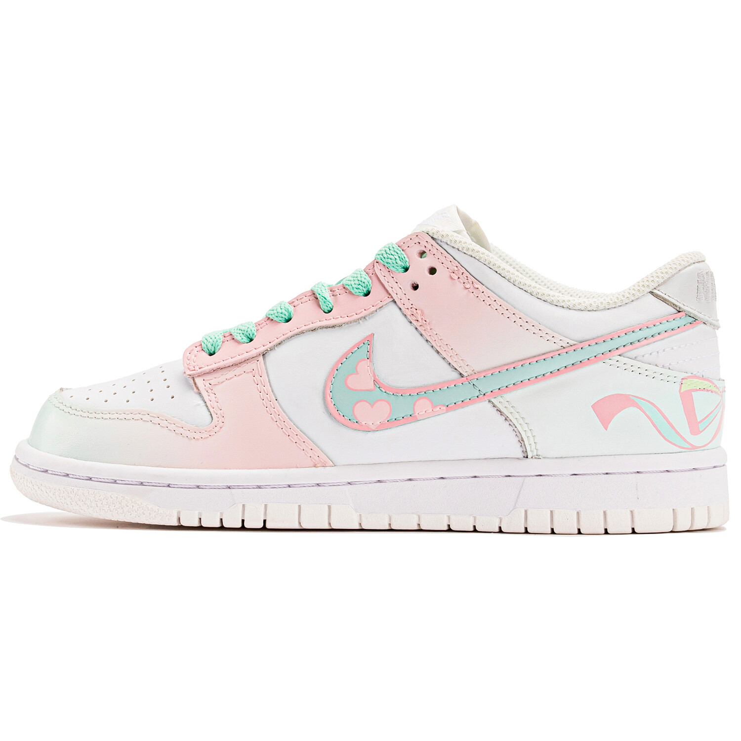 

Кроссовки Nike Dunk Skateboarding Shoes Women's Low-top Pink/cyan/white, зеленый