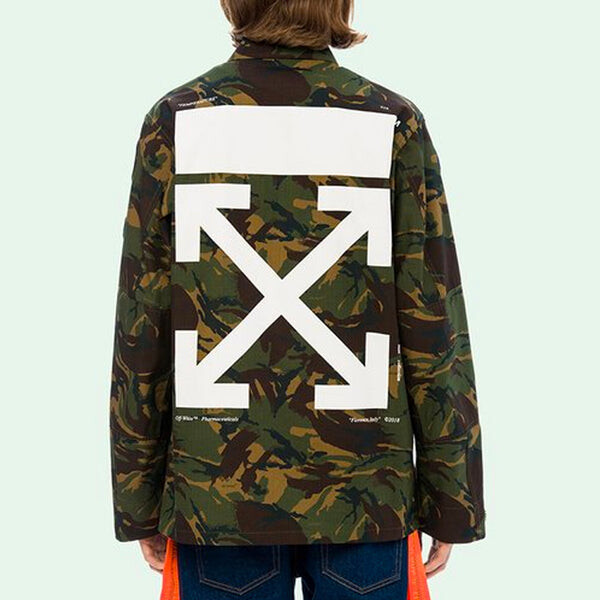 Куртка mens back arrows sketch medal ribbon camouflage jacket Off-White, зеленый — фото 4