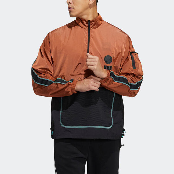 Куртка ub wb anorak casual sports colorblock stand collar jacket orange Adidas, оранжевый — фото 2