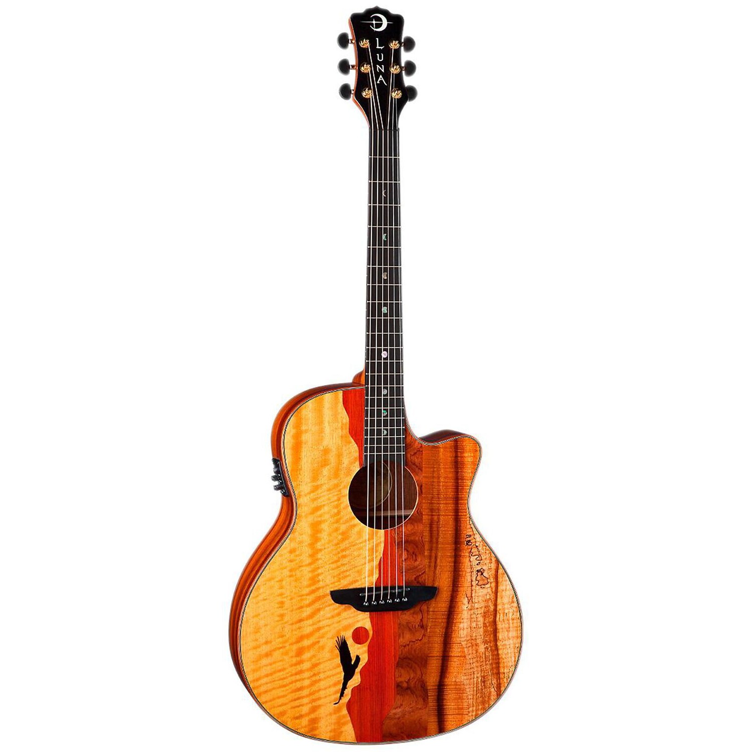 

Luna Guitars Vista Eagle Koa Акустически-электрическая гитара с задней панелью и боковыми сторонами