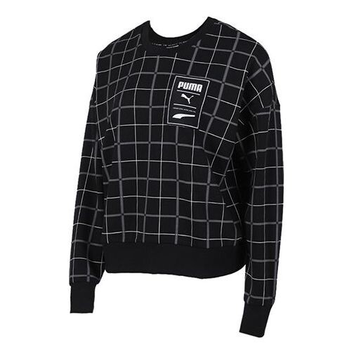 

Свитер rechack pack crew sweatshirt 'black white' Puma, черный