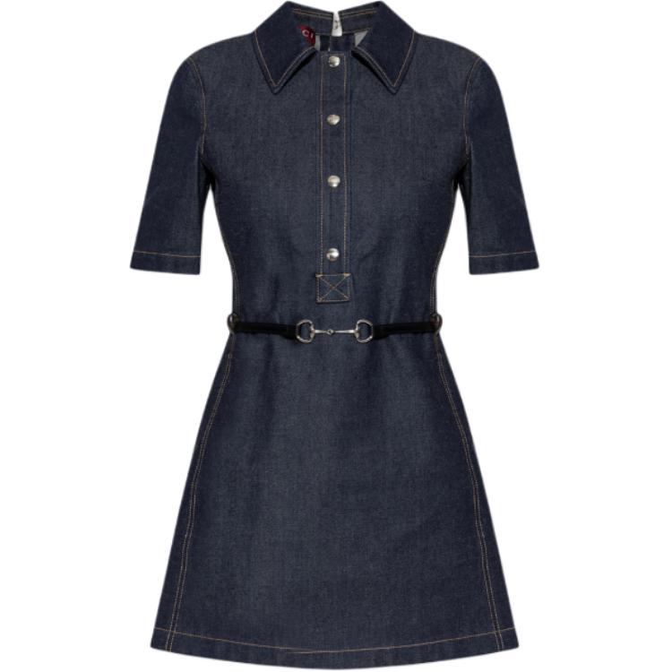 

Джинсовое мини-платье с Horsebit GUCCI, темно-синий