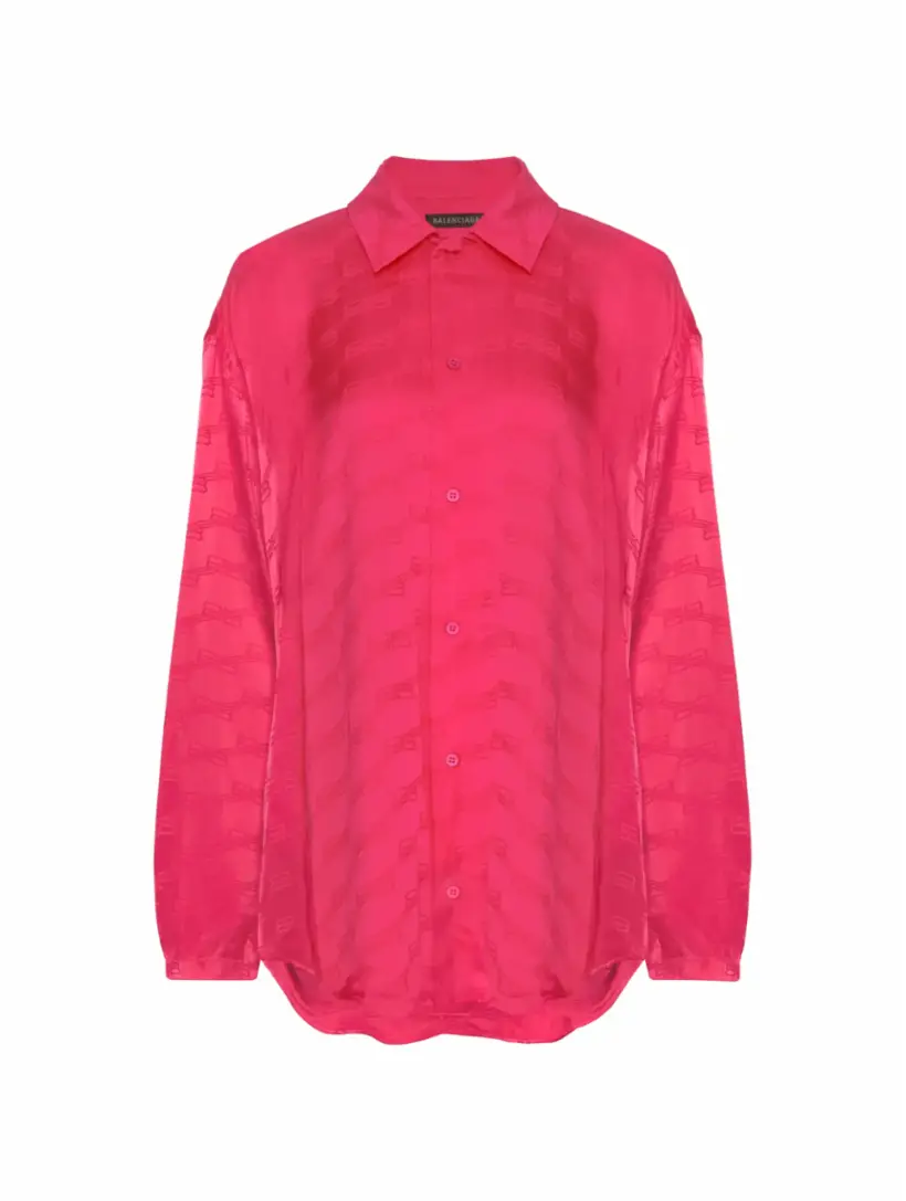 

Атласная рубашка с монограммой Balenciaga, розовый