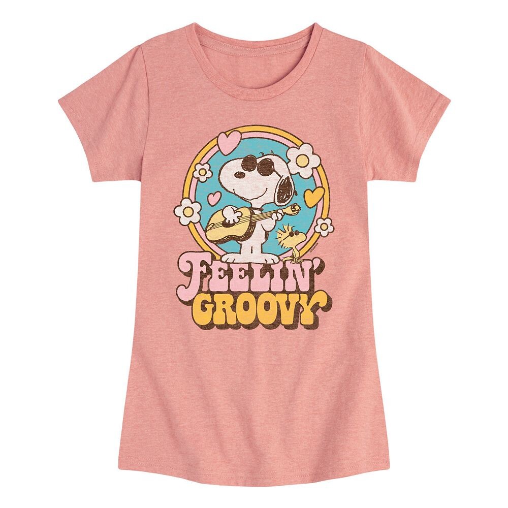 

Футболка с рисунком Peanuts Vintage Feelin' Groovy для девочек 7–16 лет Licensed Character, розовый