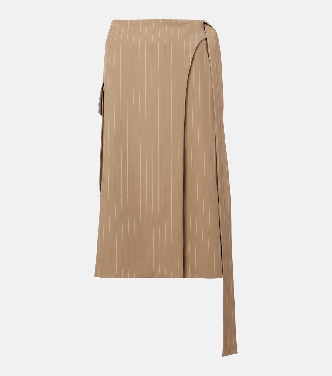 

Юбка миди из шерсти в тонкую полоску Victoria Beckham, Sandstorm