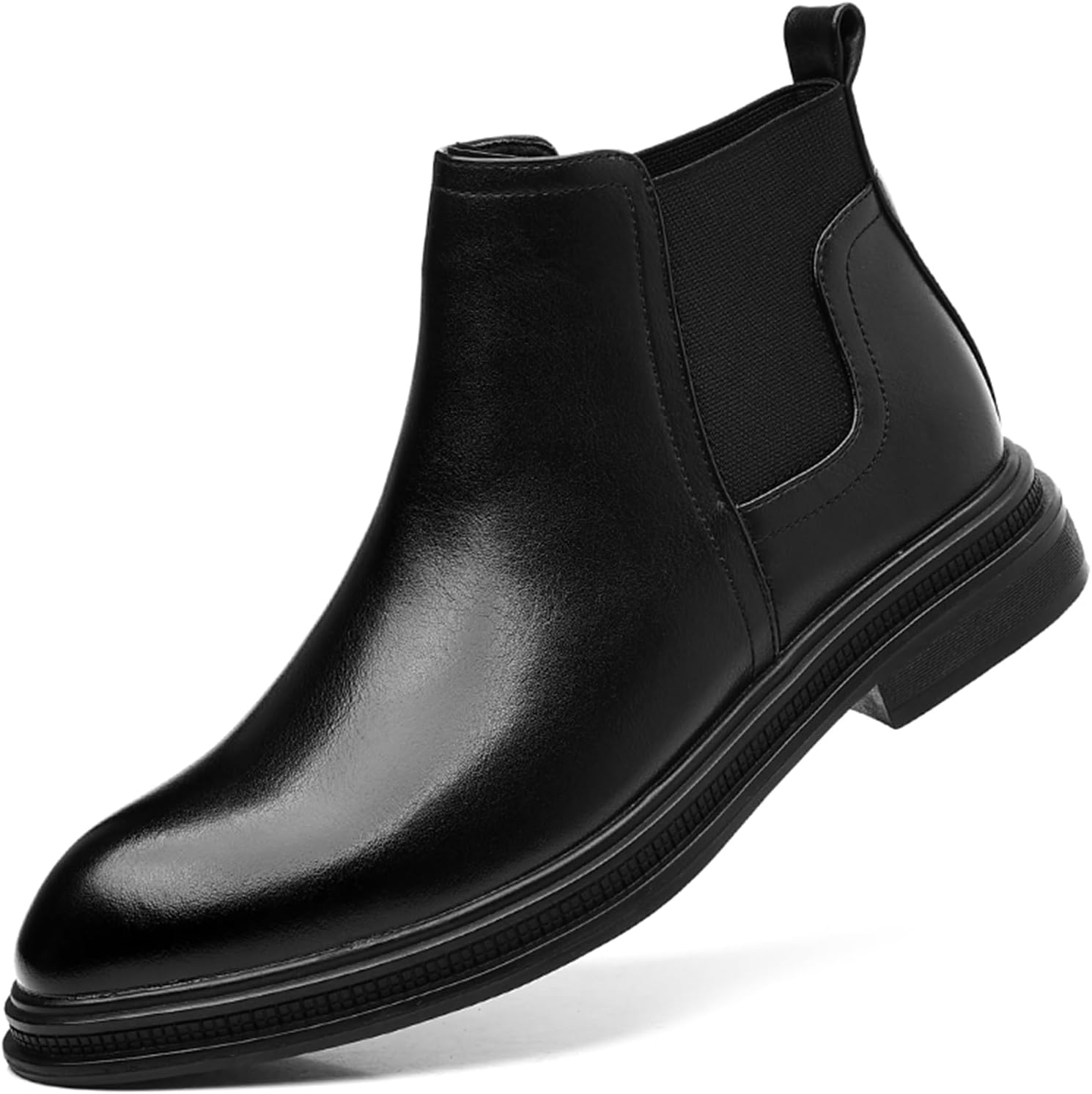 

Мужские ботинки Челси из натуральной кожи, с легким процессом надевания и снятия, массивным каблуком, круглым носком, легкие, мягкие, для бизнеса, формальные обувь для офиса, работы и свадебных мероприятий Psieicwm, черный