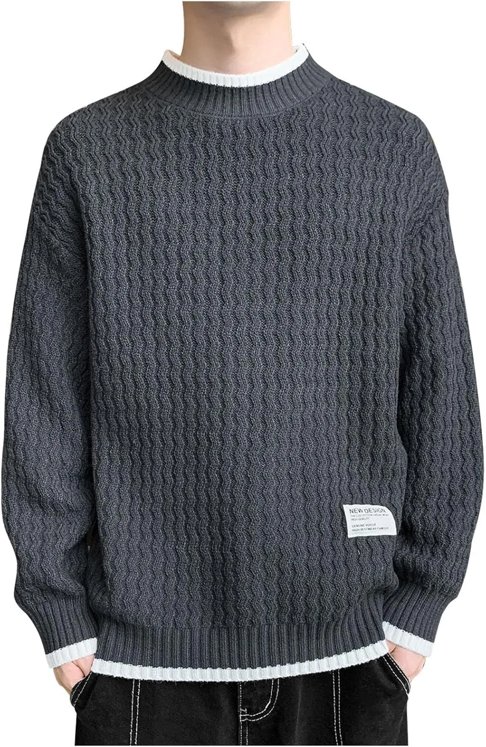 

Мужской свитер с длинным рукавом и воротником-гольф