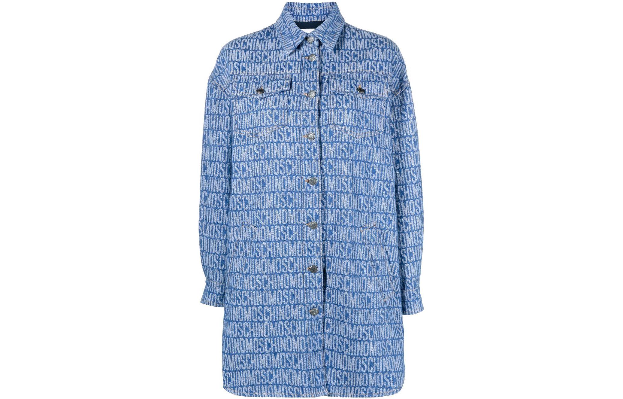 

Длинное платье с длинными рукавами синее MOSCHINO