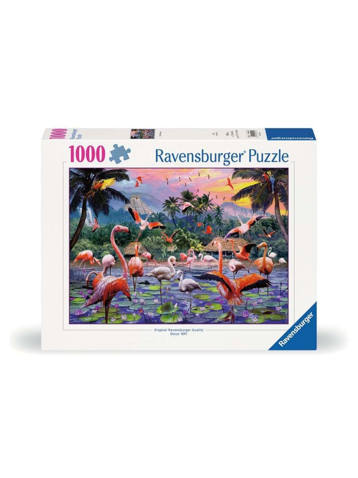 

Пазл Ravensburger, 1000 деталей, розовые фламинго в красочном исполнении