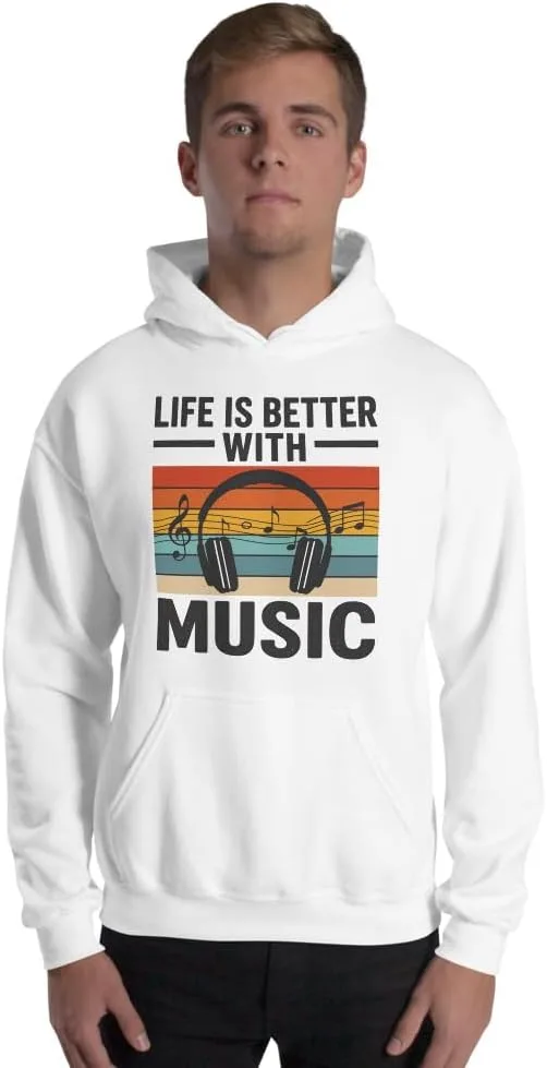 Толстовка унисекс Music Lovers Musician, жизнь лучше с музыкой Generic, белый