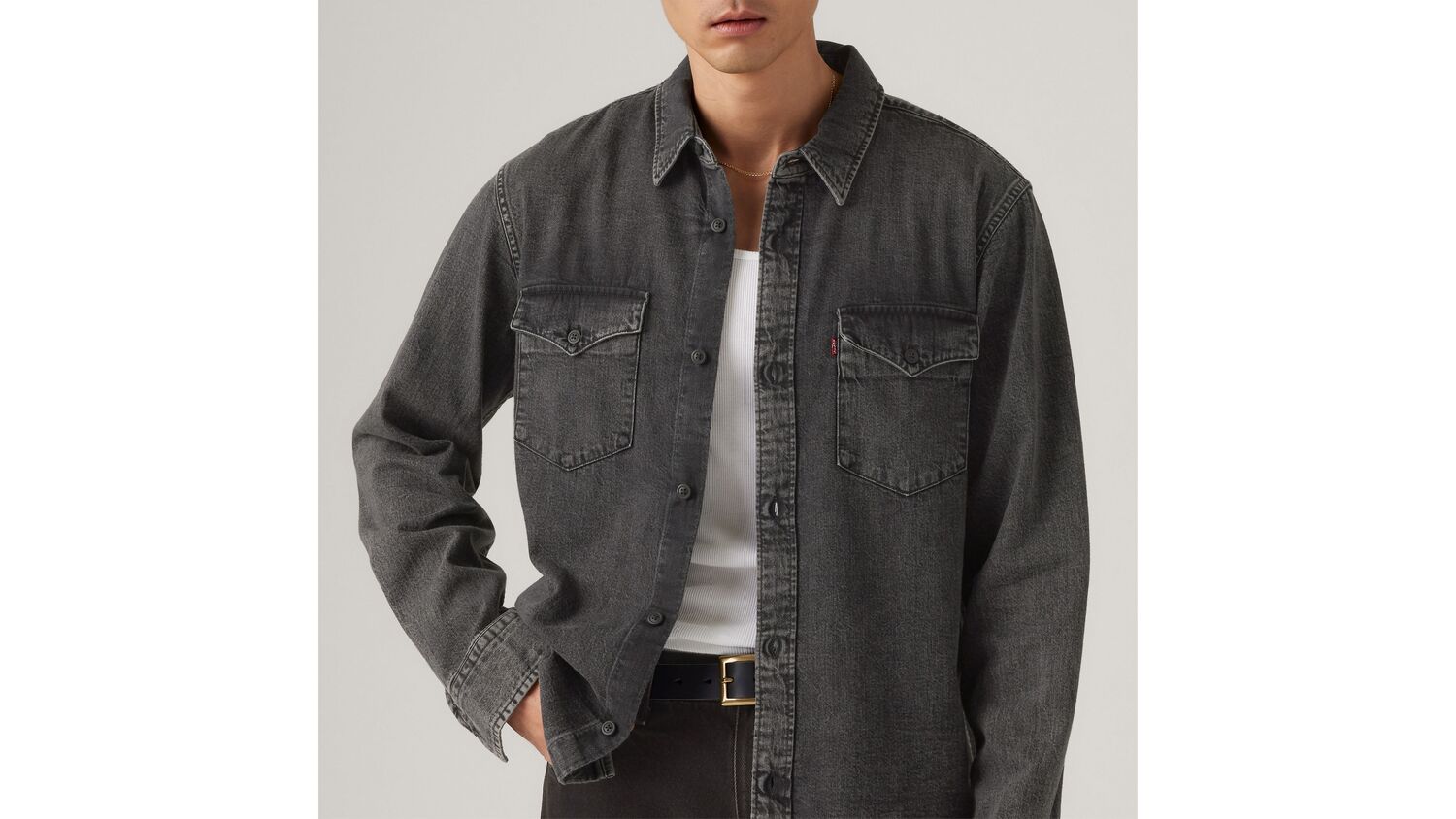 Рубашка свободного кроя в стиле вестерн Levi's, Night Shadow Black Wash - Black — фото 4