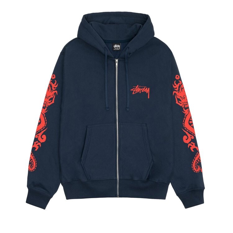 

Худи Stussy Dragons Zip Hoodie, синий