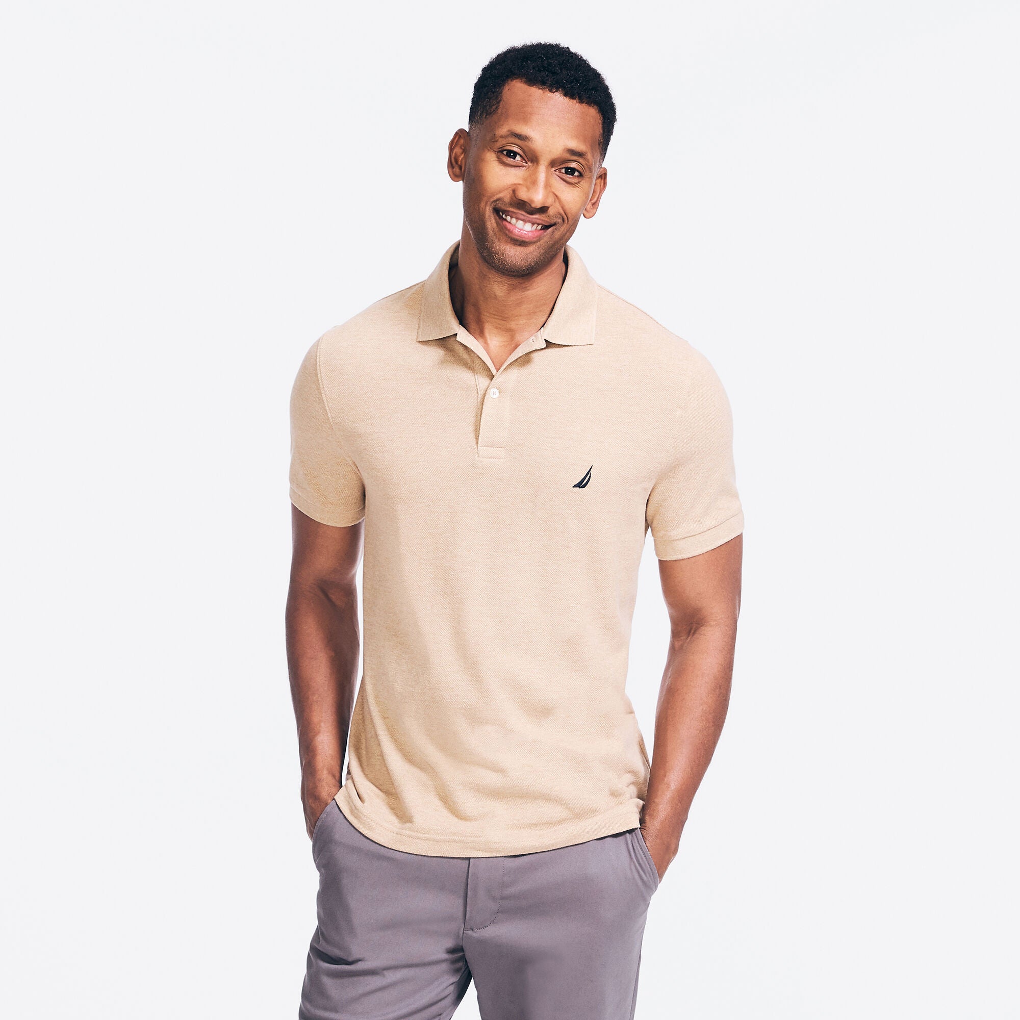 

Мужская футболка-поло классического кроя Nautica, цвет coastal camel heather bro