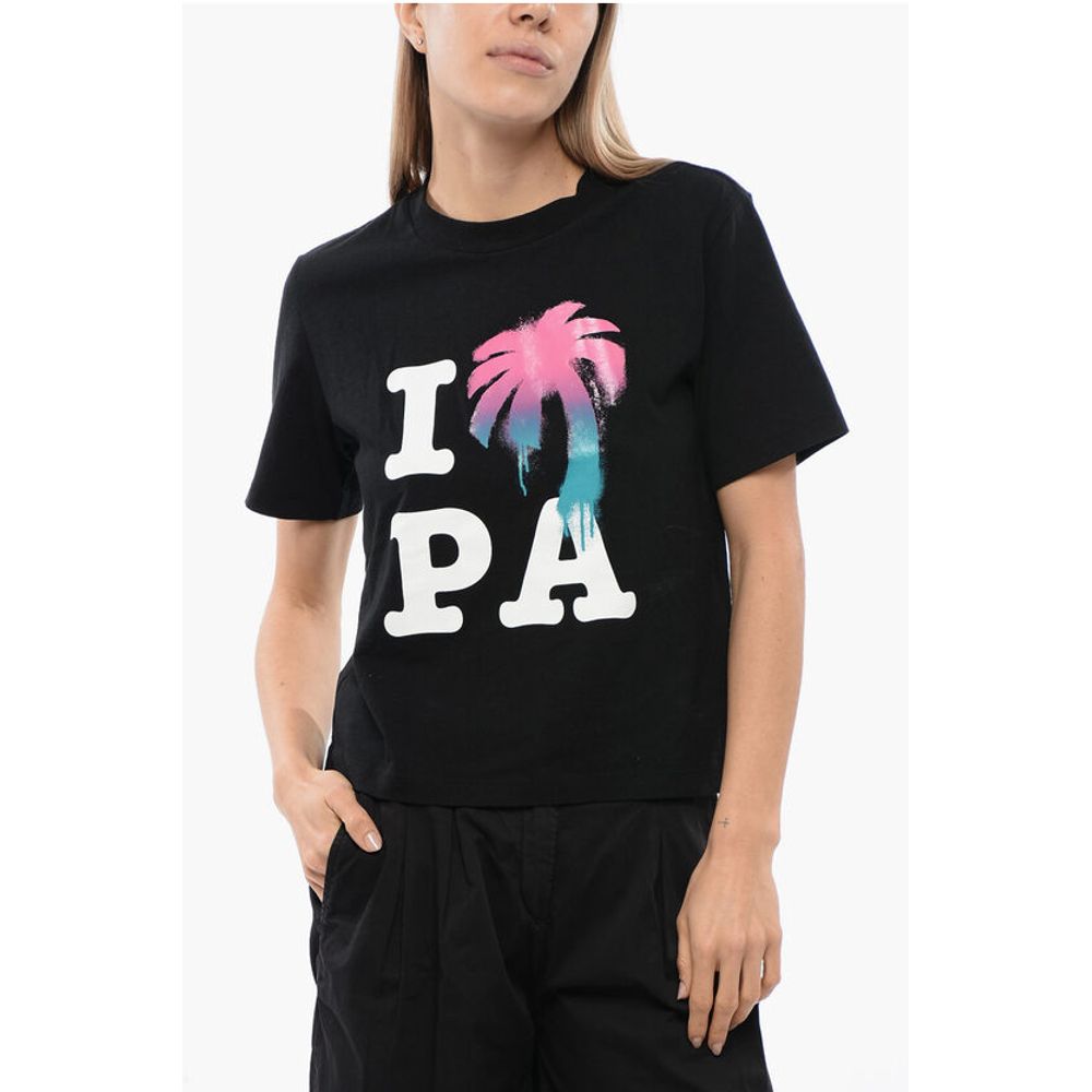 

Футболка с круглым вырезом и принтом Palm Angels, Black