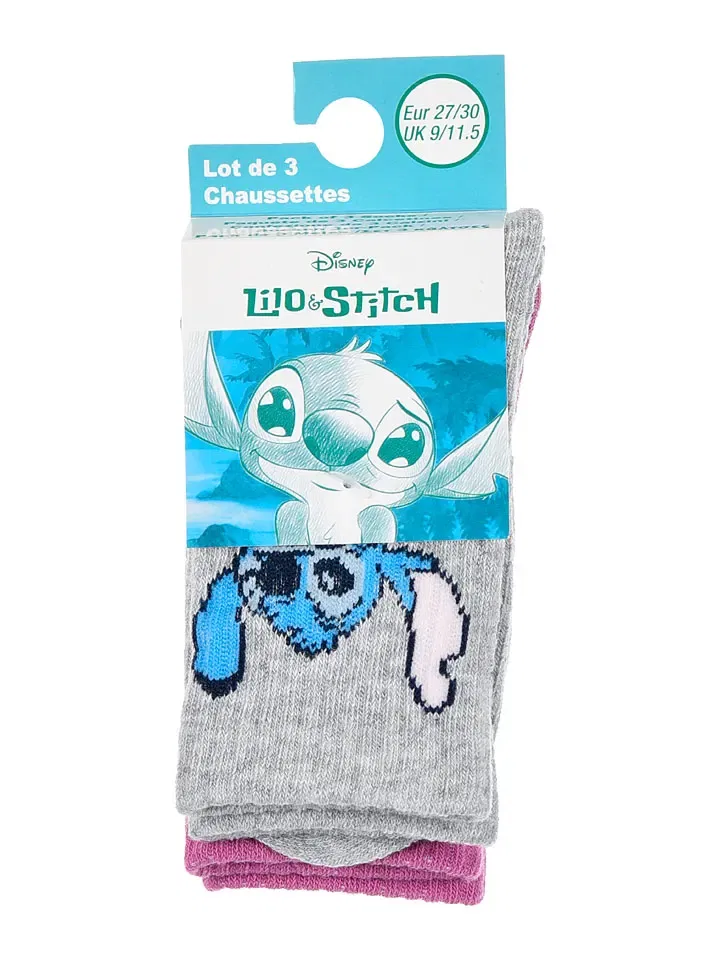 Носки 3er-Set Lilo & Stitch, серый, фиолетовый, голубой — фото 3