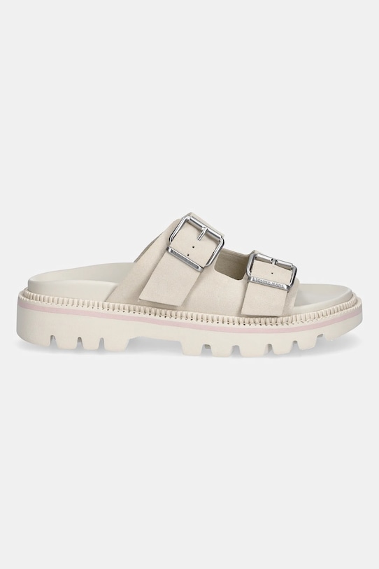 Замшевые шлепанцы Double strap sandal suede Tommy Jeans, бежевый — фото 2