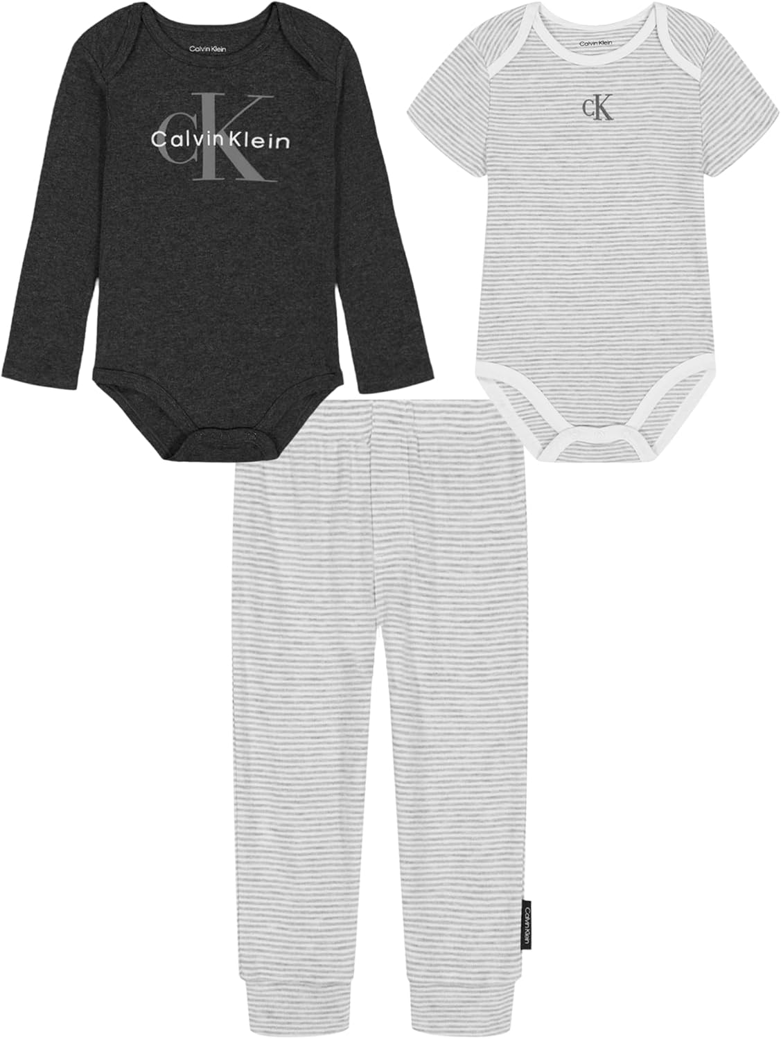 Комплект из двух боди и брюк Calvin Klein для мальчиков, Platinum Heather/Stealth Heather