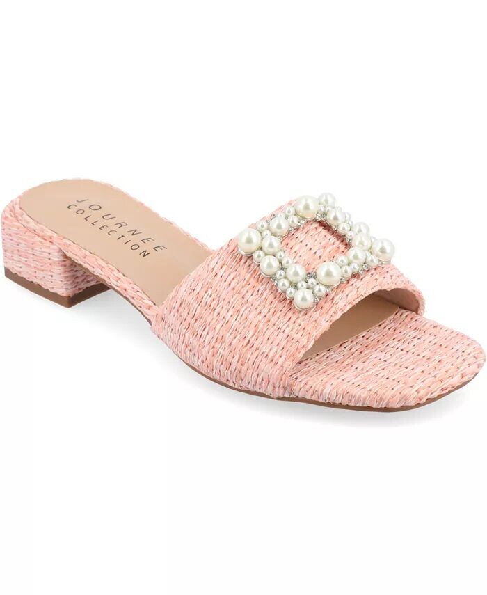 Женские шлепанцы Justina с орнаментом из рафии Journee Collection, розовый