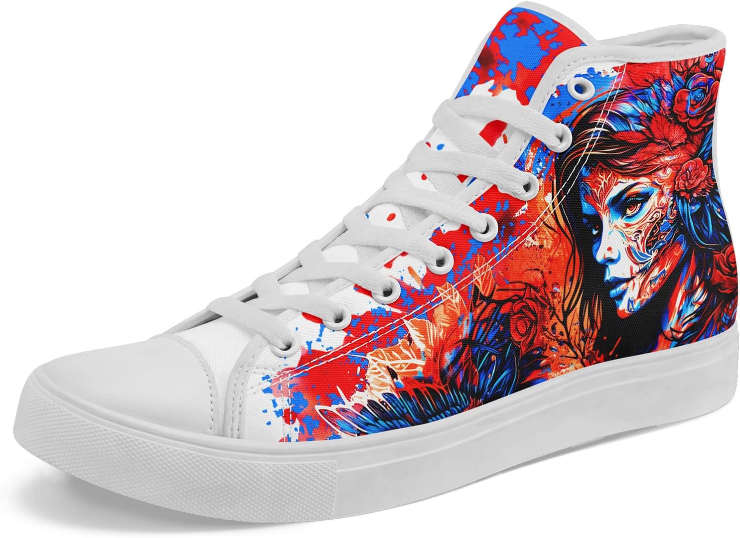 

Высокие кеды из холщовой ткани AWSOLE с черепом и розой для мужчин и женщин, унисекс, для Хэллоуина, в темном готическом стиле, модная уличная обувь, повседневные тренеры