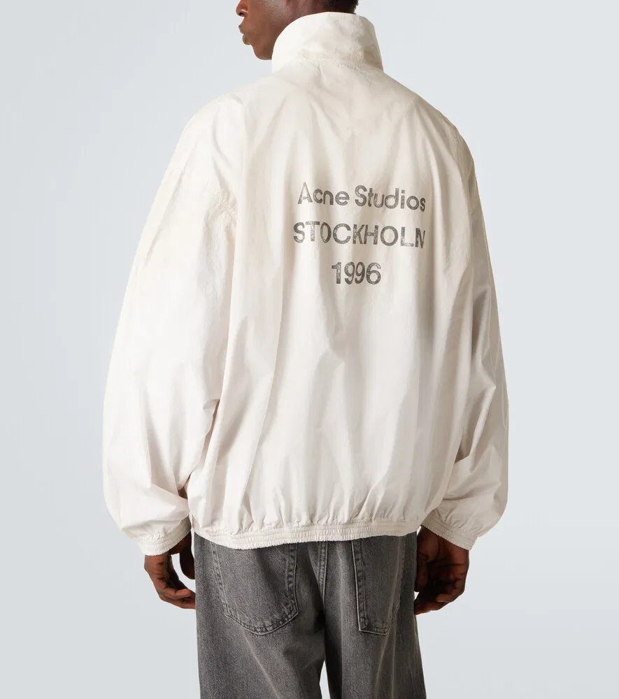 Бомбер из хлопкового поплина с логотипом Acne Studios, белый — фото 4