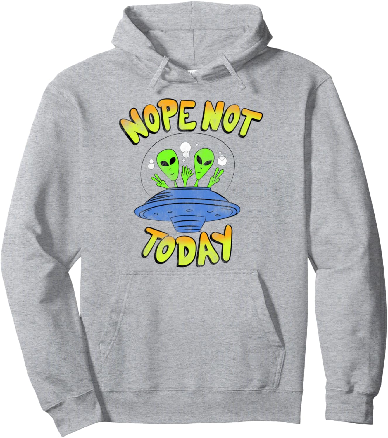

Модная толстовка с капюшоном Nope Alien UFO спереди и сзади Trendy Apparel, серый