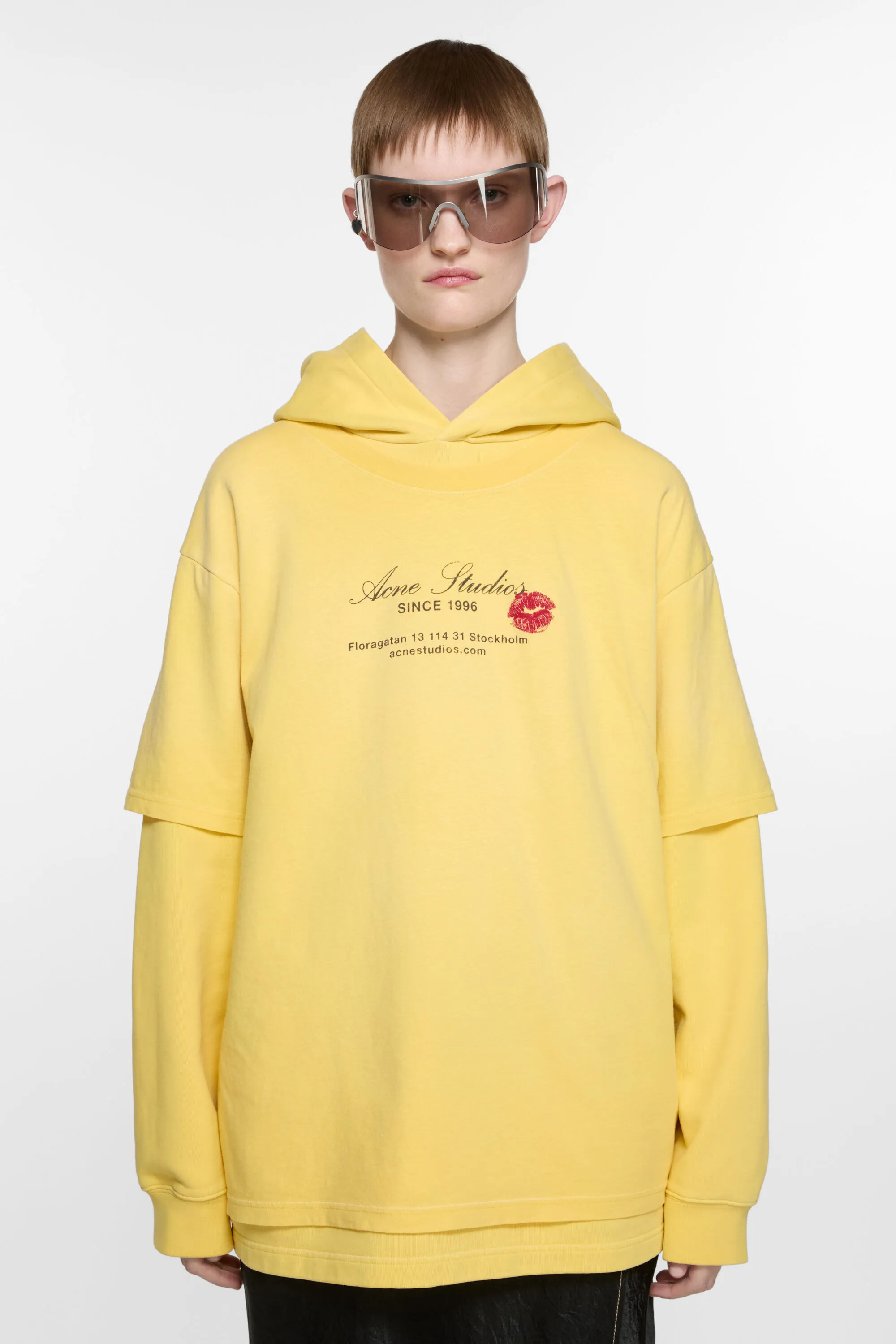 

Двухслойная толстовка с капюшоном Acne Studios, Bright Yellow