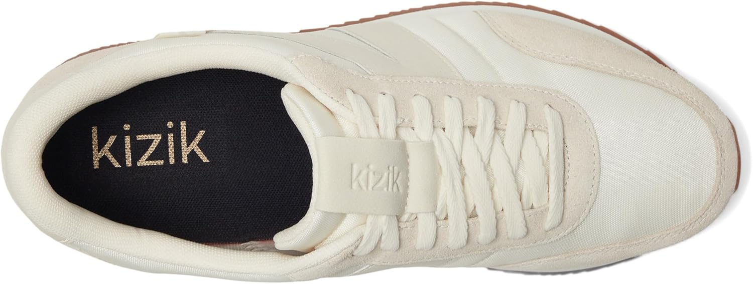 Кроссовки Kizik Slip On: Milan - удобные, ретро из нейлона и замши, мужские и женские прогулочные туфли с поддержкой свода стопы, удобство без использования рук, для ношения весь день, Bone — фото 2