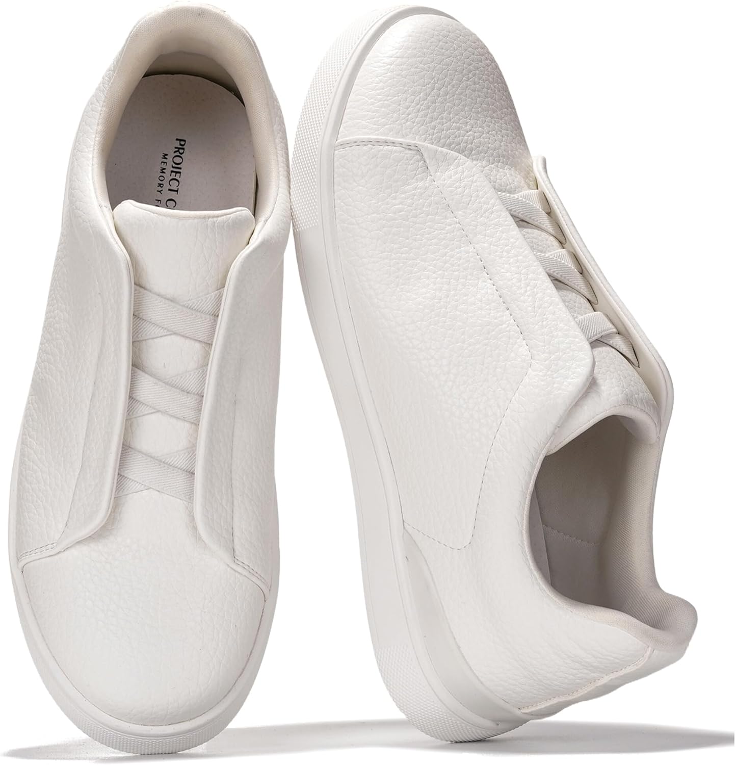 

Мужские кроссовки Project Cloud с стелькой из настоящей кожи и памяти формы - легкие и противоскользящие кроссовки для мужчин, повседневные кроссовки без шнурков (Hudson), белый