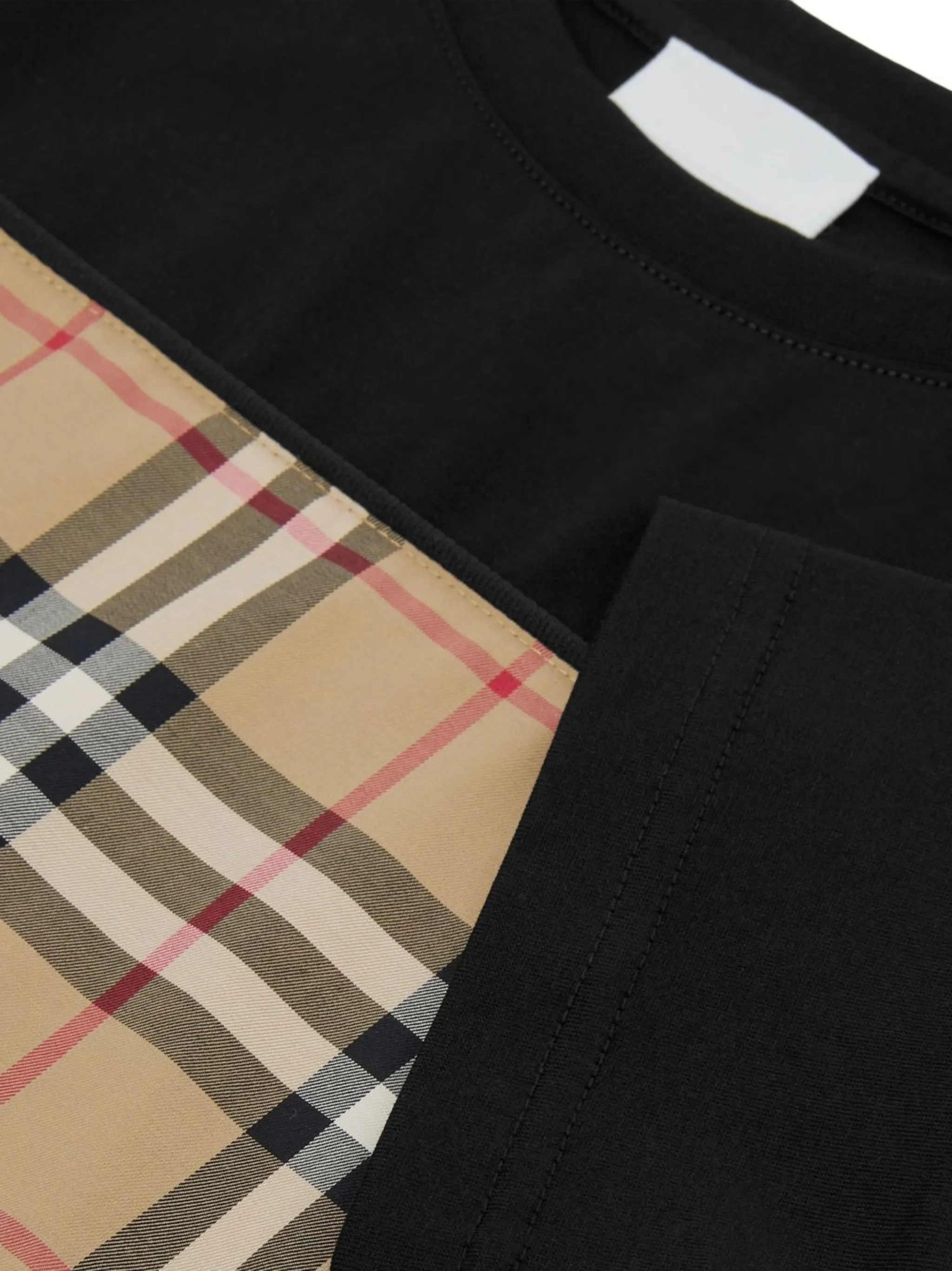Футболка со вставкой в клетку Vintage Check Burberry Kids, черный — фото 4