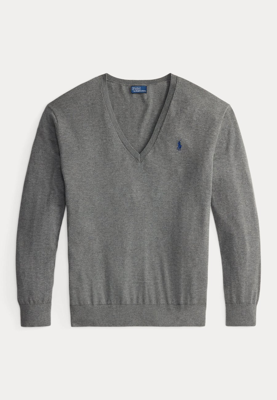 Джемпер Polo Ralph Lauren COTTON V-NECK SWEATER, Antique Heather/Grey — фото 4