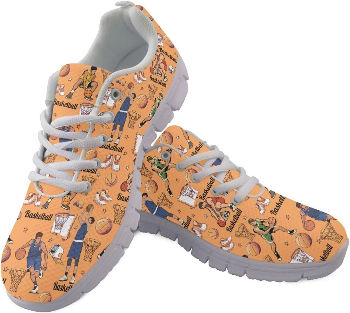 

Взрослые кроссовки Jeiento для бега, дышащие спортивные кроссовки для женщин и мужчин, для тренировок, спорта, прогулок, удобная повседневная обувь, Basketball Pattern