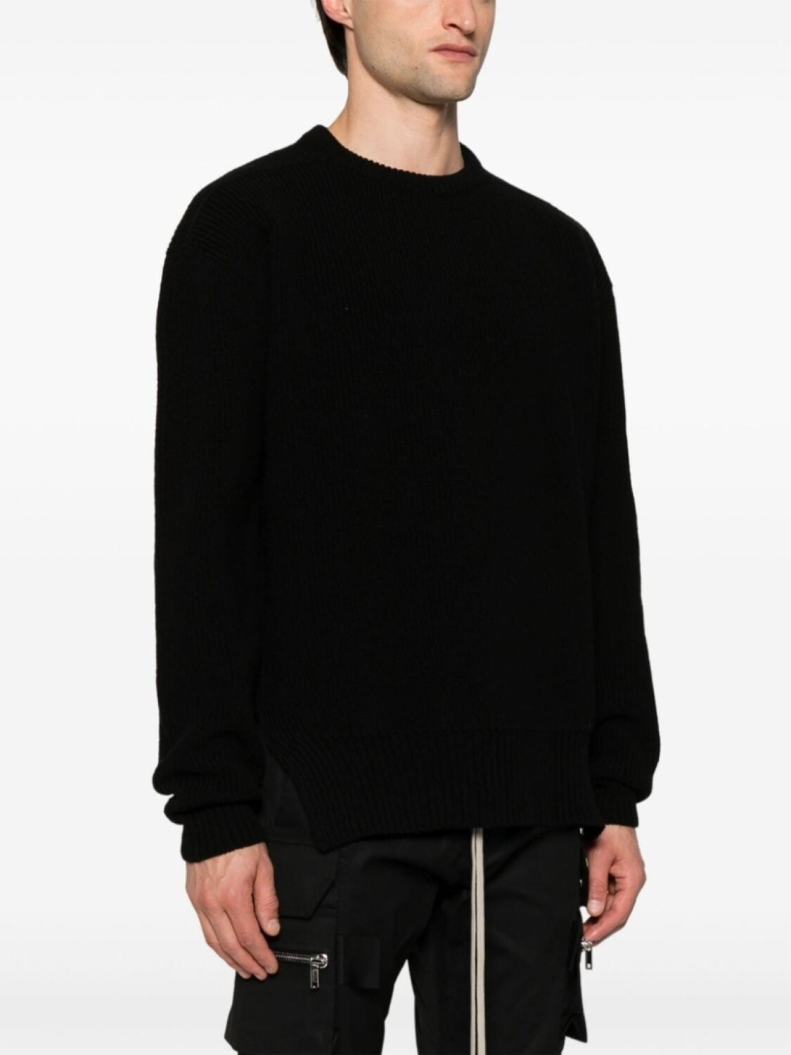 Rick Owens джемпер из натуральной шерсти, связанный вручную, черный — фото 3