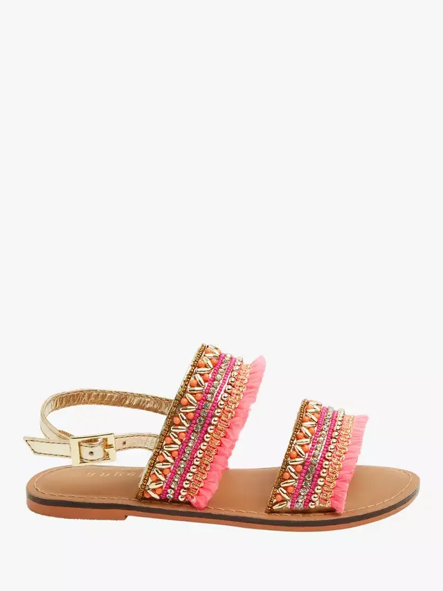 Детские сандалии с двумя ремешками и бисером, кораллового цвета Angels by Accessorize