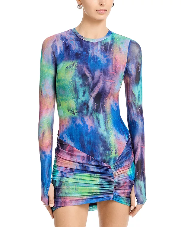 

Платье Mirza с длинными рукавами и присборенной юбкой Afrm, мультиколор