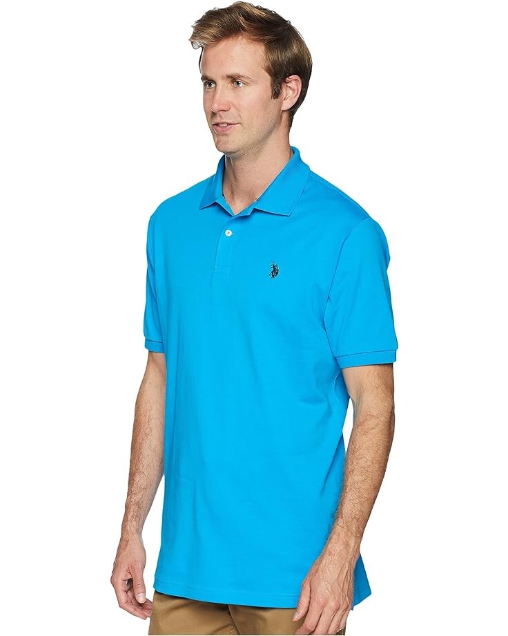 

Поло U.S. POLO ASSN. Solid Interlock Polo, цвет Teal Blue