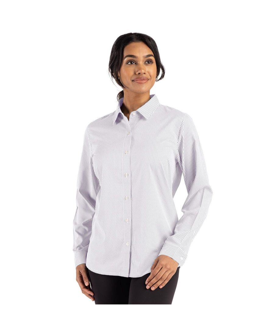 

Женская рубашка с длинными рукавами Skyline Epic Confidence из переработанной клетчатой ткани Cutter & Buck, Concrete/white