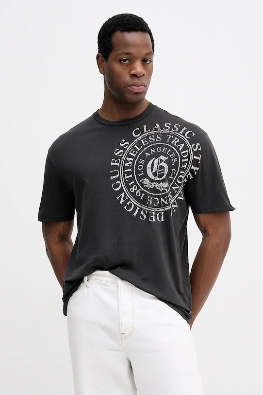 

Хлопковая футболка Guess, серый