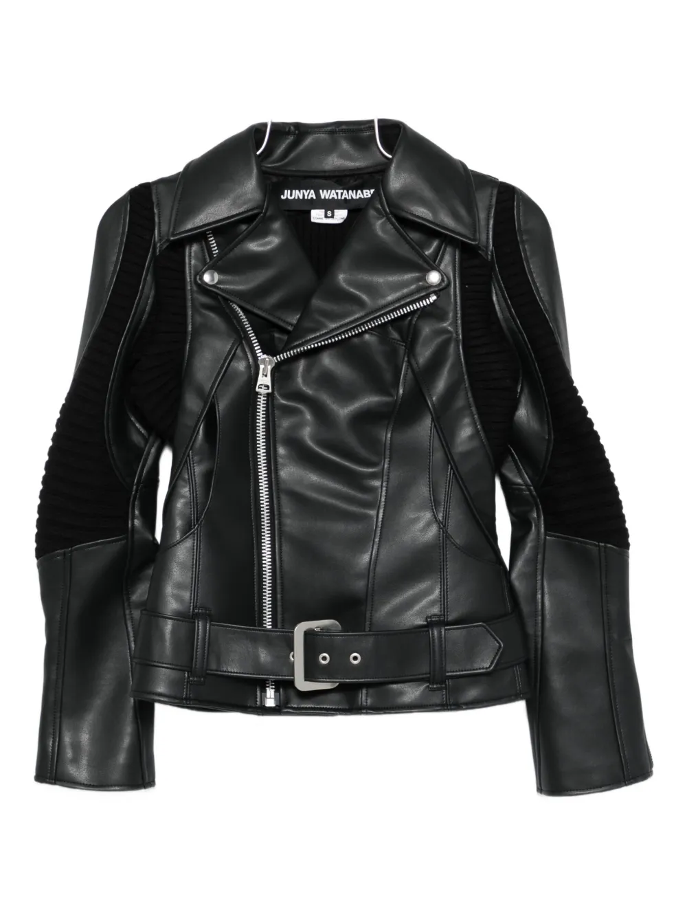 

Куртка из искусственной кожи с ребристыми вставками Junya Watanabe, черный