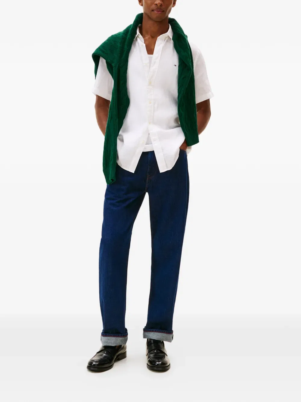 Льняная рубашка с коротким рукавом Tommy Hilfiger, белый — фото 2