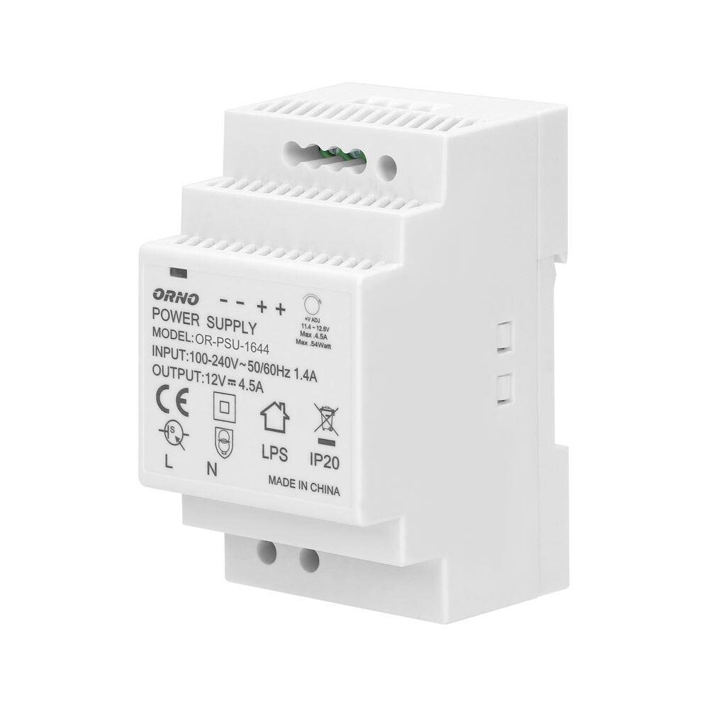 

Блок питания на DIN-рейку 12 В постоянного тока 4,5 А 54 Вт OR-PSU-1644 ORNO