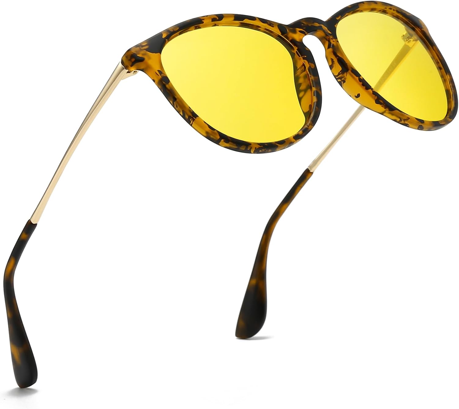 

Винтажные круглые поляризованные солнцезащитные очки для женщин и мужчин, защита от УФ-излучения UV400, классический ретро-стиль RayGaze, Yellow Night Lens/Amber Frame