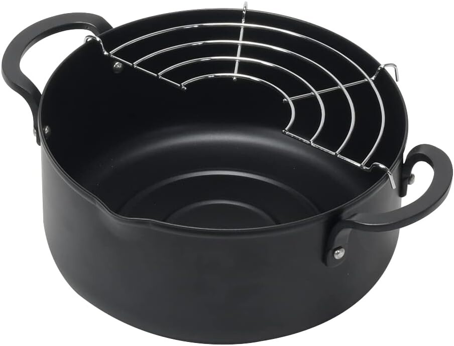 

Pearl Metal Chiino HB-6579 Кастрюля для темпуры, 7,1 дюйма (18 см), утюг, индукционная совместимость, совместимость со всеми источниками тепла, Cino, Black (Black 19-3911Tcx)